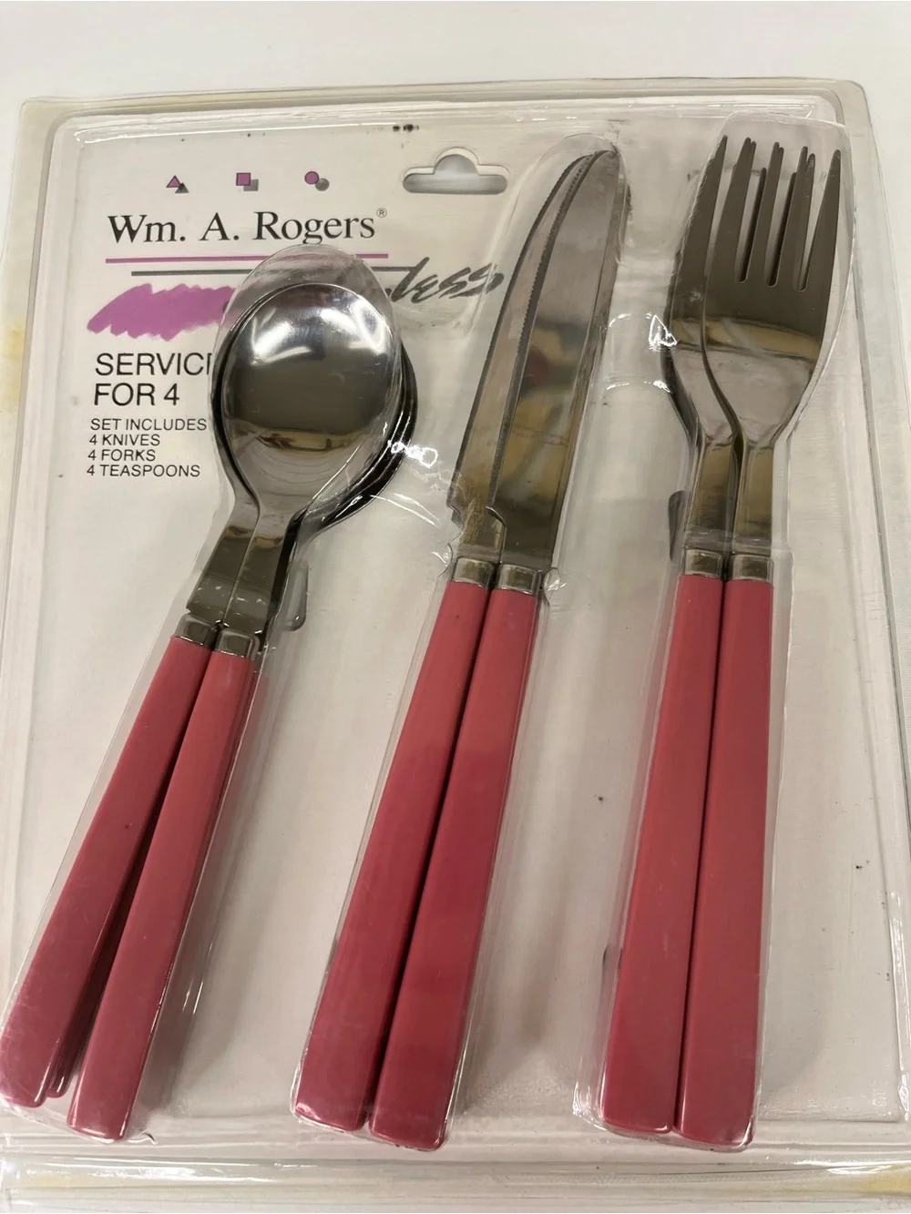 Wm. A. Rogers Pink Stainless Steel Flatware Set - Service for 4